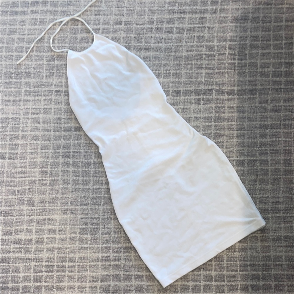 Theory White Halter Openback Dress